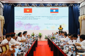 Khammouan and Ca Mau Hold Exchange Meeting on Cooperation and Review of Rice–Shrimp Integration Project